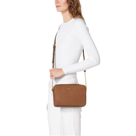 michael kors jet set large crossbody brown|jet set travel large saffiano.